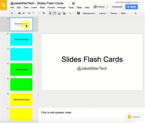 Flashcard templates in Google Slides