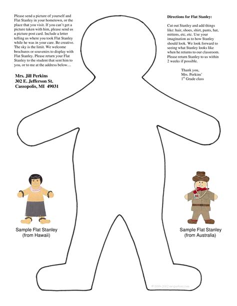 Flat Stanley with Accessories Template