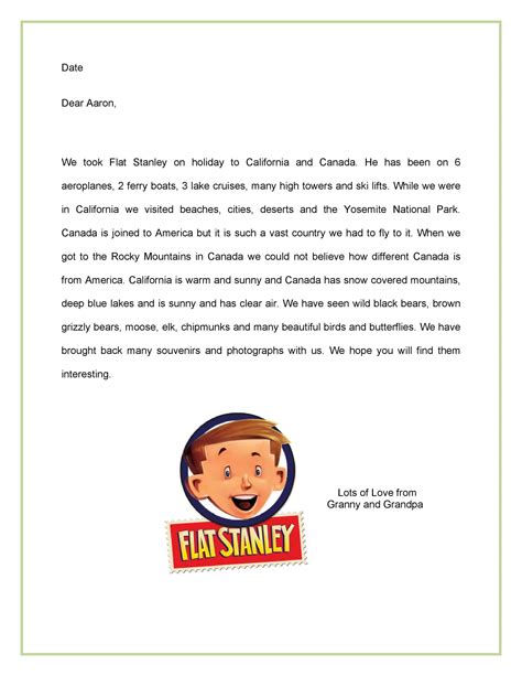 Flat Stanley writing template