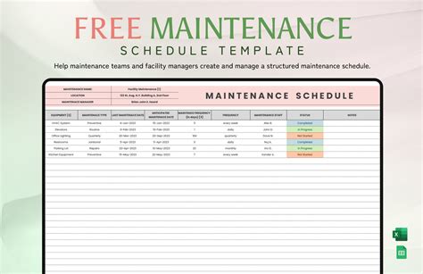 Fleet Maintenance Schedule Template