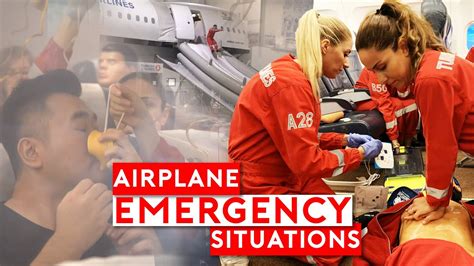 Flight attendants responding to an emergency