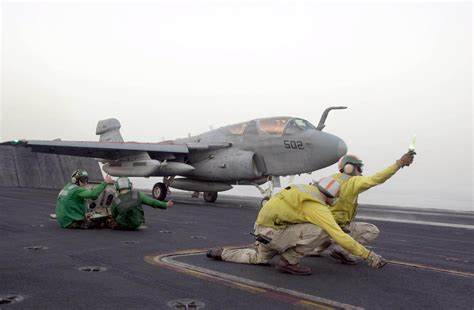 Flight deck operations on an aircraft carrier