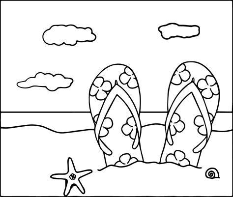 Image of flip flop garden scene coloring page