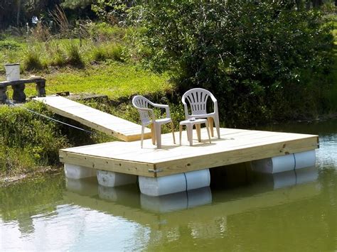 A floating dock design with barrels