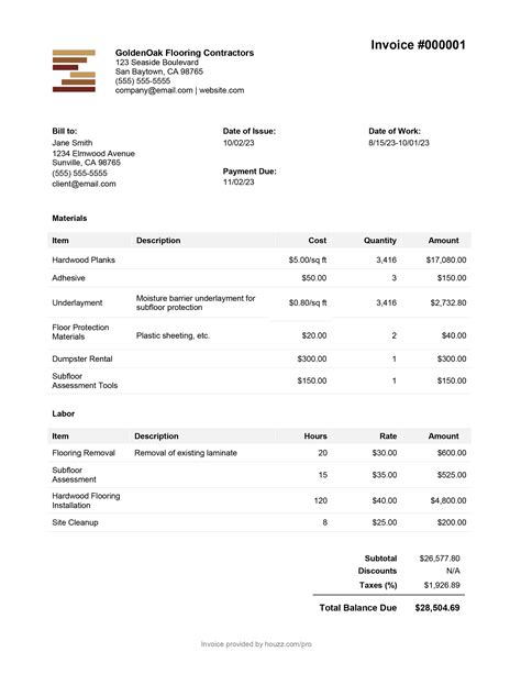 Flooring Invoice Template Benefits