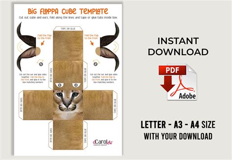 Floppa Cube Printable Template