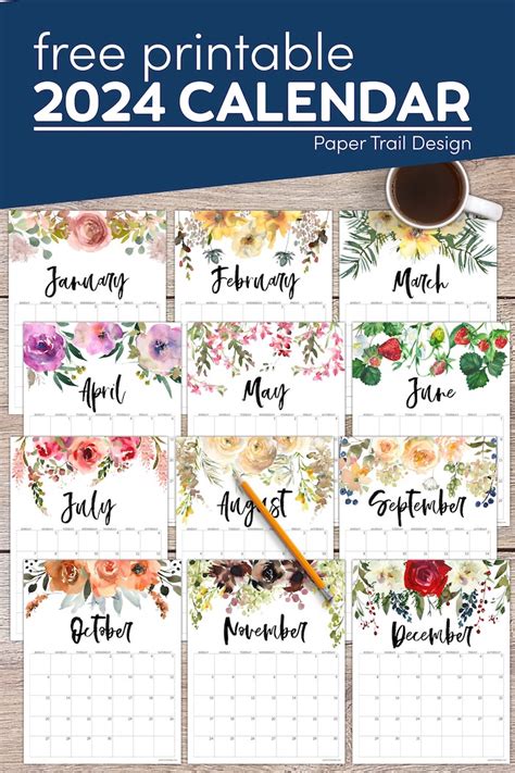 Floral A5 calendar printable