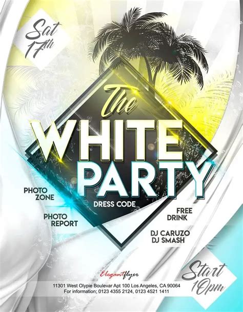 A floral accents all-white party flyer template