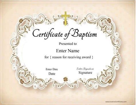 Floral Baptism Certificate