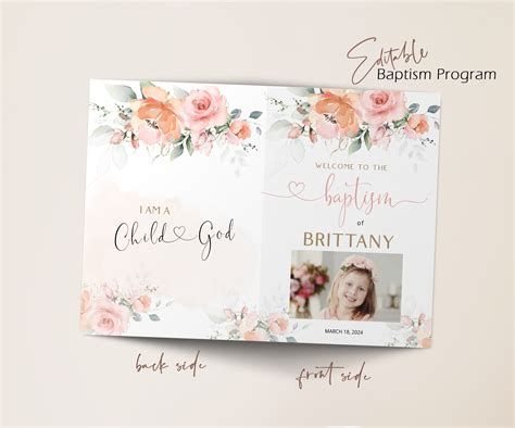 Floral Baptism Program Template