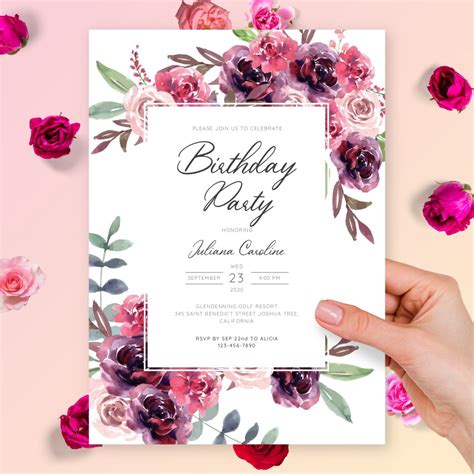 Floral Birthday Party Invitation Templates