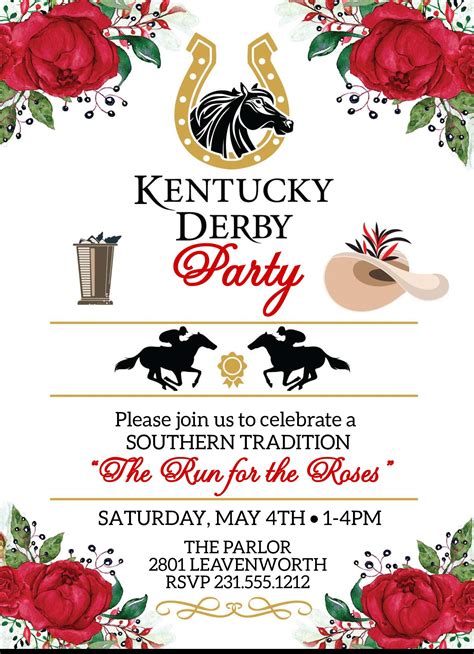 Floral Derby Invitation Template