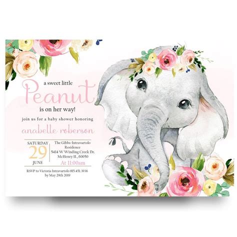 Floral elephant invitation