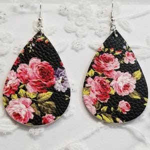 Floral Faux Leather Earrings Template