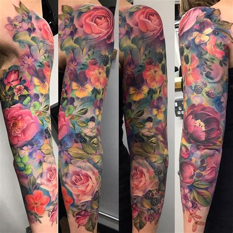 Floral full sleeve tattoos