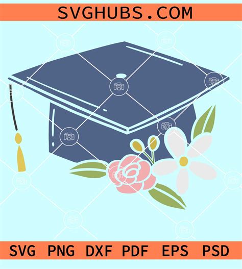 Floral graduation cap template