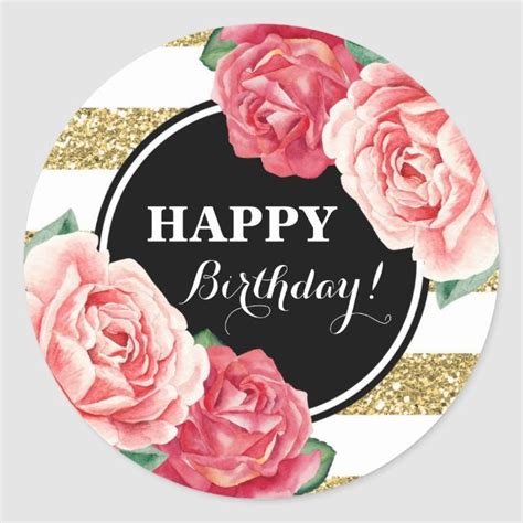 Floral Happy Birthday Tags