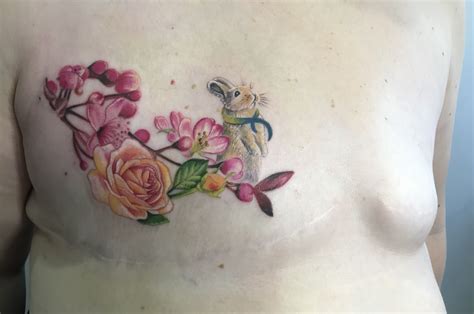 Floral Mastectomy Scar Tattoo Designs