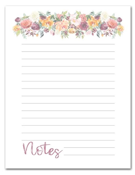 Floral note-taking template with a cute cartoon character