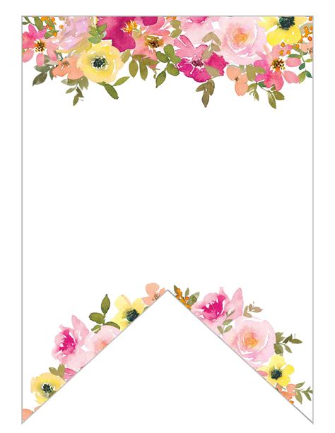 Floral pennant template for garden party or outdoor celebration