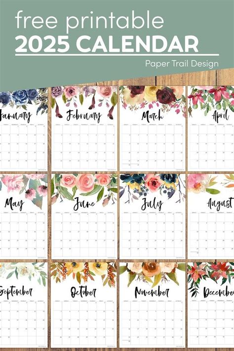 Floral printable calendar