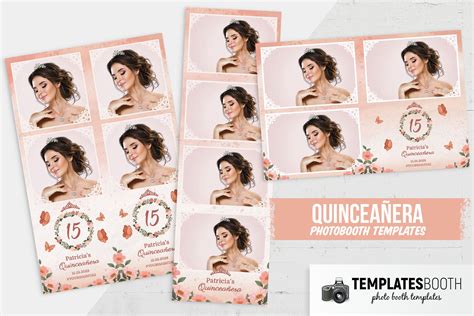 Floral Quinceanera photo booth templates