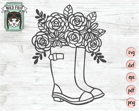 Floral Rain Boot Template