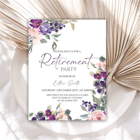 Floral Retirement Invitation Template