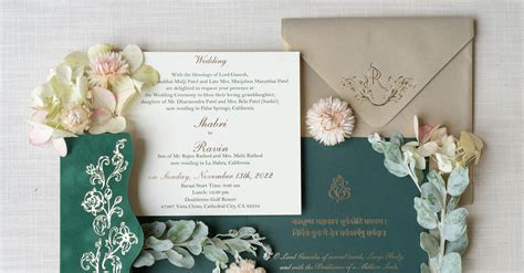 Floral romance bilingual wedding invitation