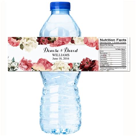 Floral water bottle label