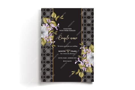 Floral wedding invitation with watercolor design and floral wreath