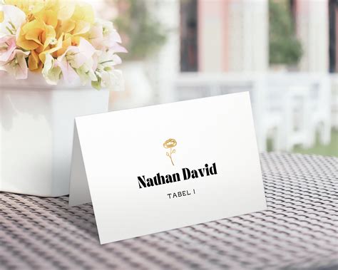 Floral Wedding Name Card Template