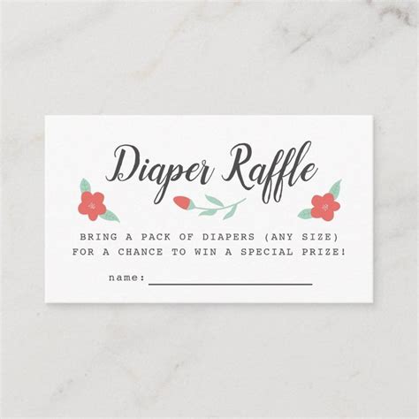 Floral Whimsical Diaper Raffle Tickets