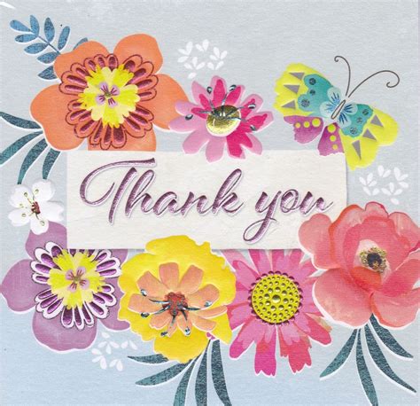 Floral wishes thank you card