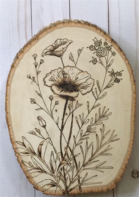 Floral wood burning patterns