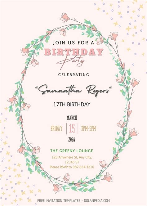 Floral Wreath Birthday Invitation