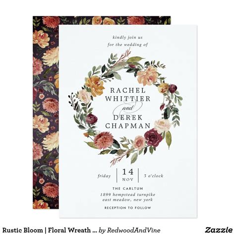 Floral Wreath Wedding Invitations