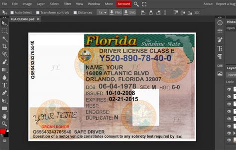 Florida Driver's License Template Free