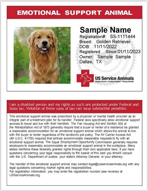 Florida Emotional Support Animal Letter Template