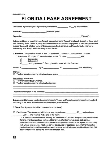 Florida Lease Agreement Laws