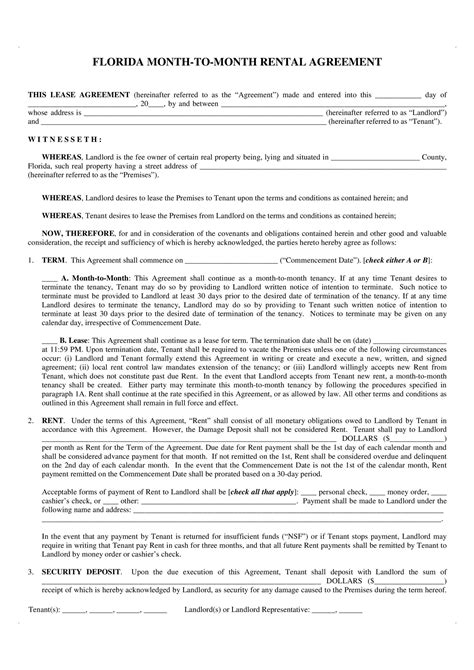 Florida Lease Agreement Form