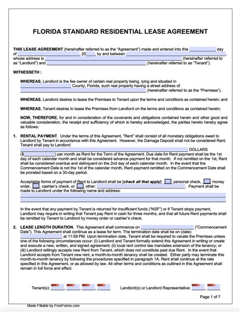 Florida Lease Agreement Template