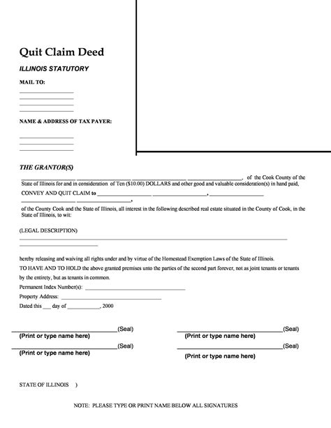 Florida quit claim deed form template sample