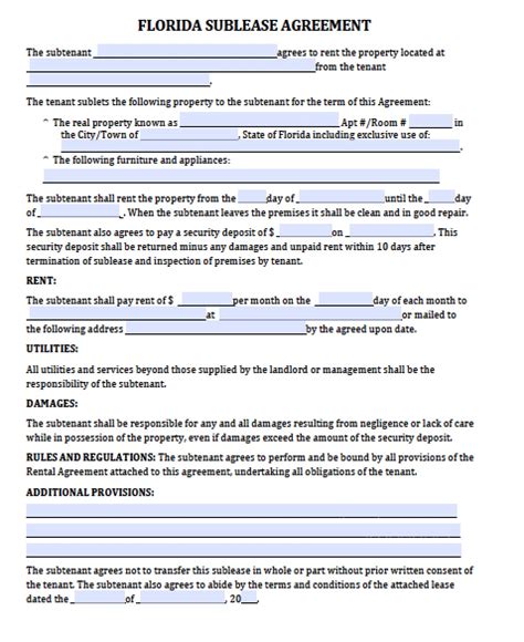 Florida Rental Agreement Template Doc