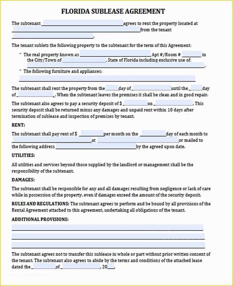 Florida Rental Agreement Template Microsoft Word