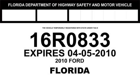 Florida Temporary Tag Template 5