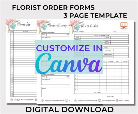 Florist Order Form Template Customization