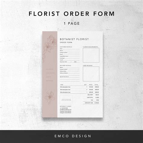 Free Florist Order Form Template Download