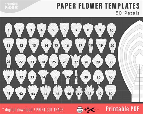 Flower Petal Templates for Card Making