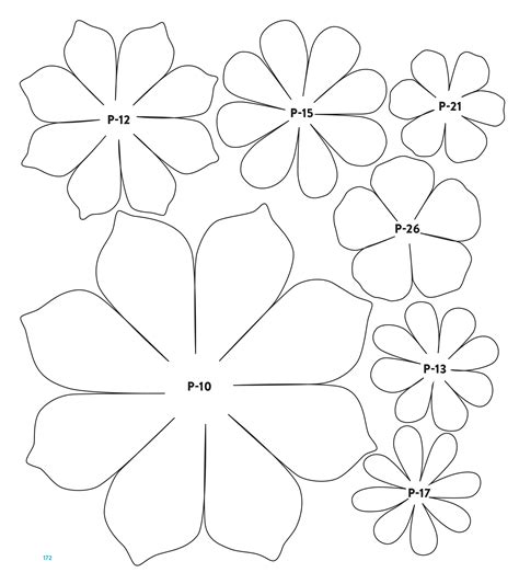 6 Petal Flower Template with Leaves